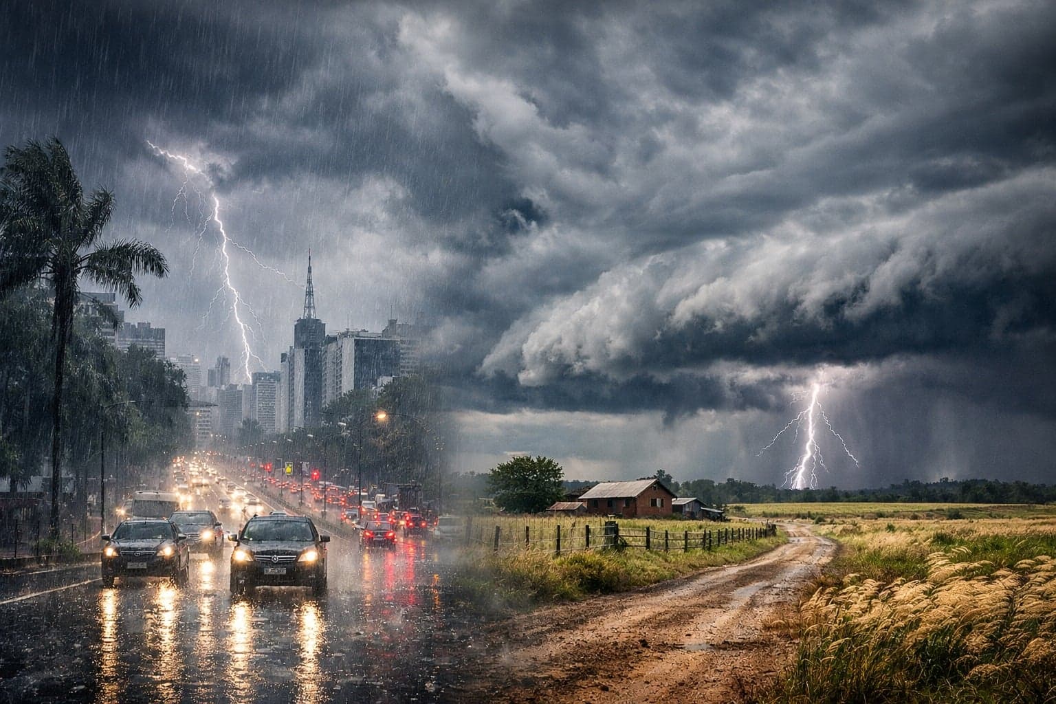 Chegada de nova frente fria provoca chuva forte em parte do país nos próximos dias