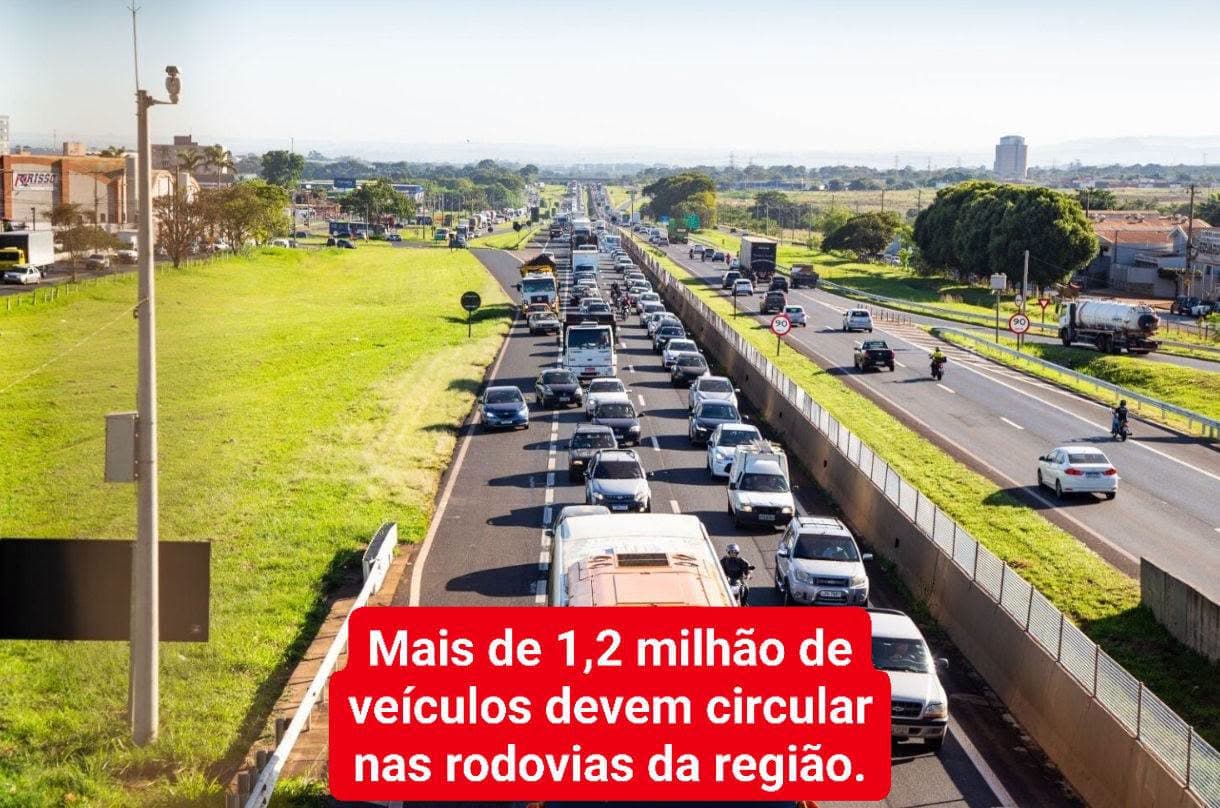 Feriadão pode ter 1,210 milhão de veículos nas estradas da região.