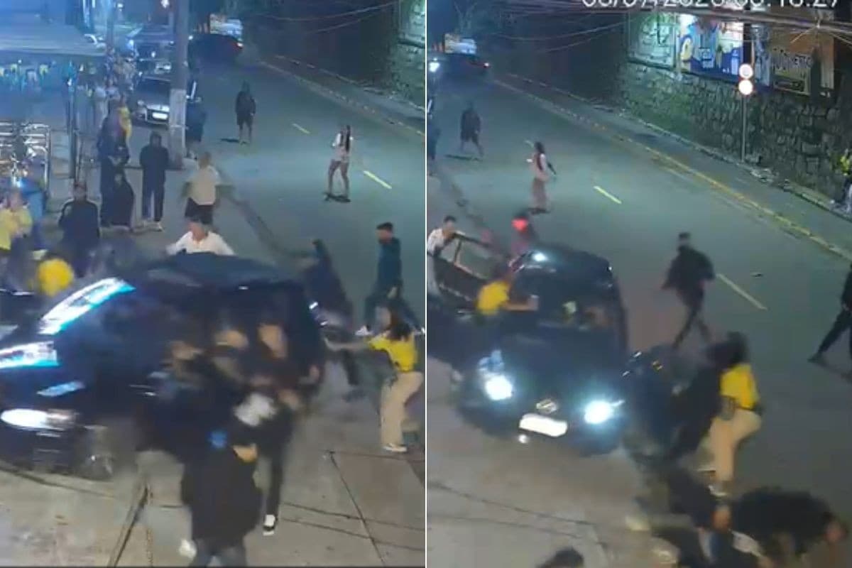 Jovem invade carro de desconhecido e atropela amigos em série após briga no litoral de SP; VÍDEO
