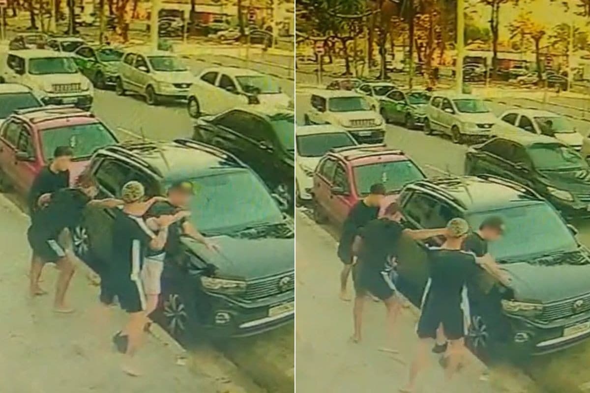 Homem é cercado e tem corrente arrancada na orla de São Vicente; VÍDEO