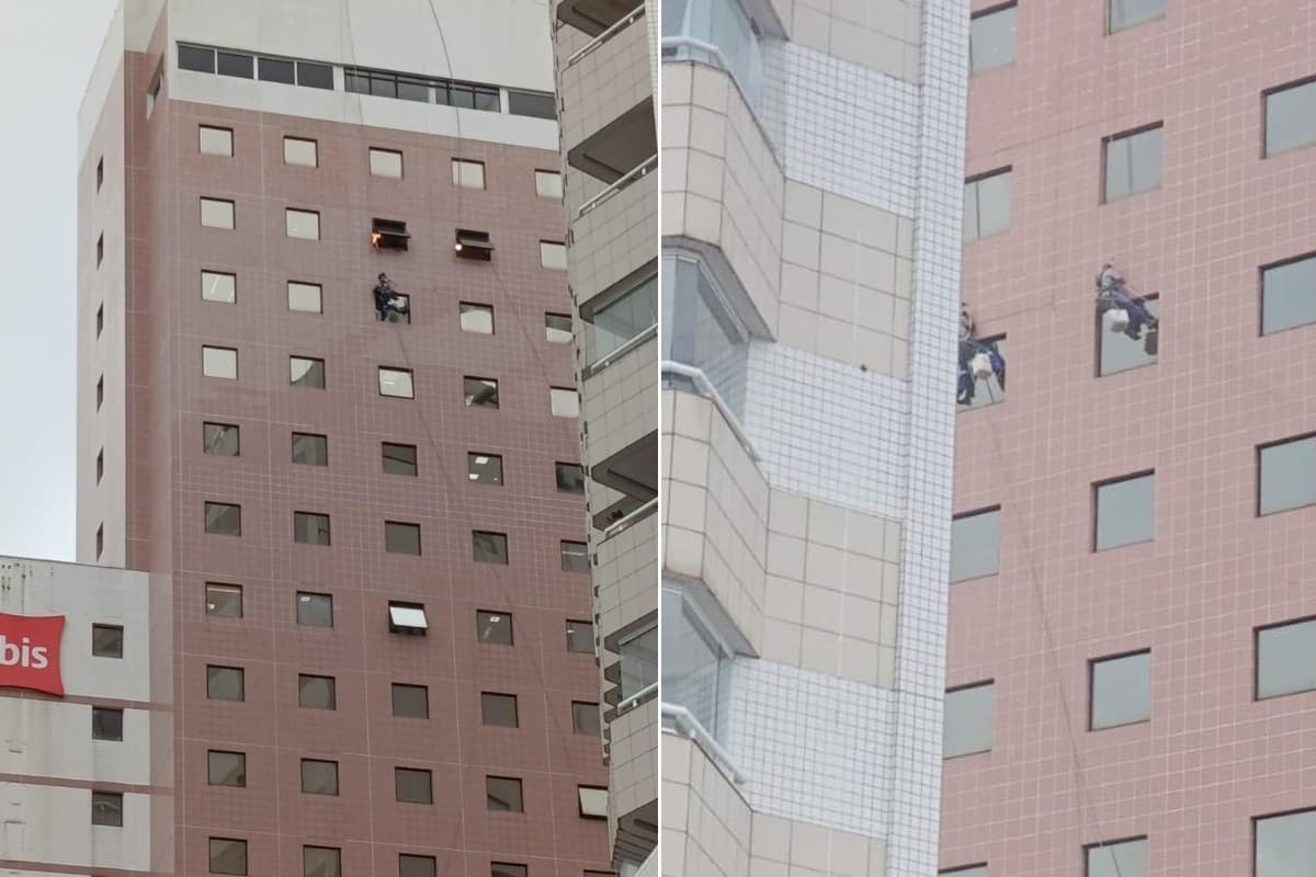 Trabalhadores pendurados em hotel não viram alerta de chefes sobre ventania: 'Susto'