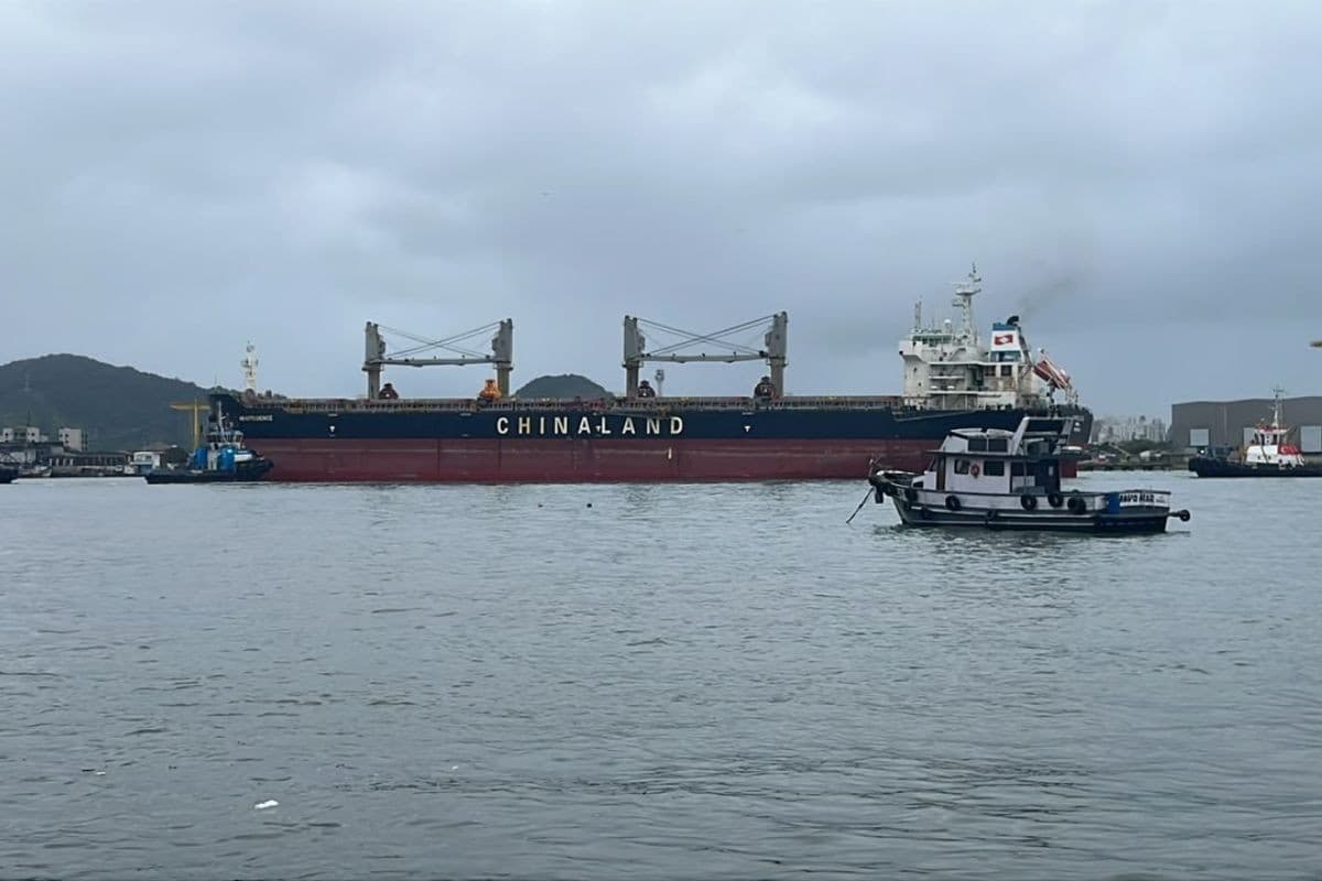 Navio quase fica à deriva após falha no motor no Porto de Santos, SP