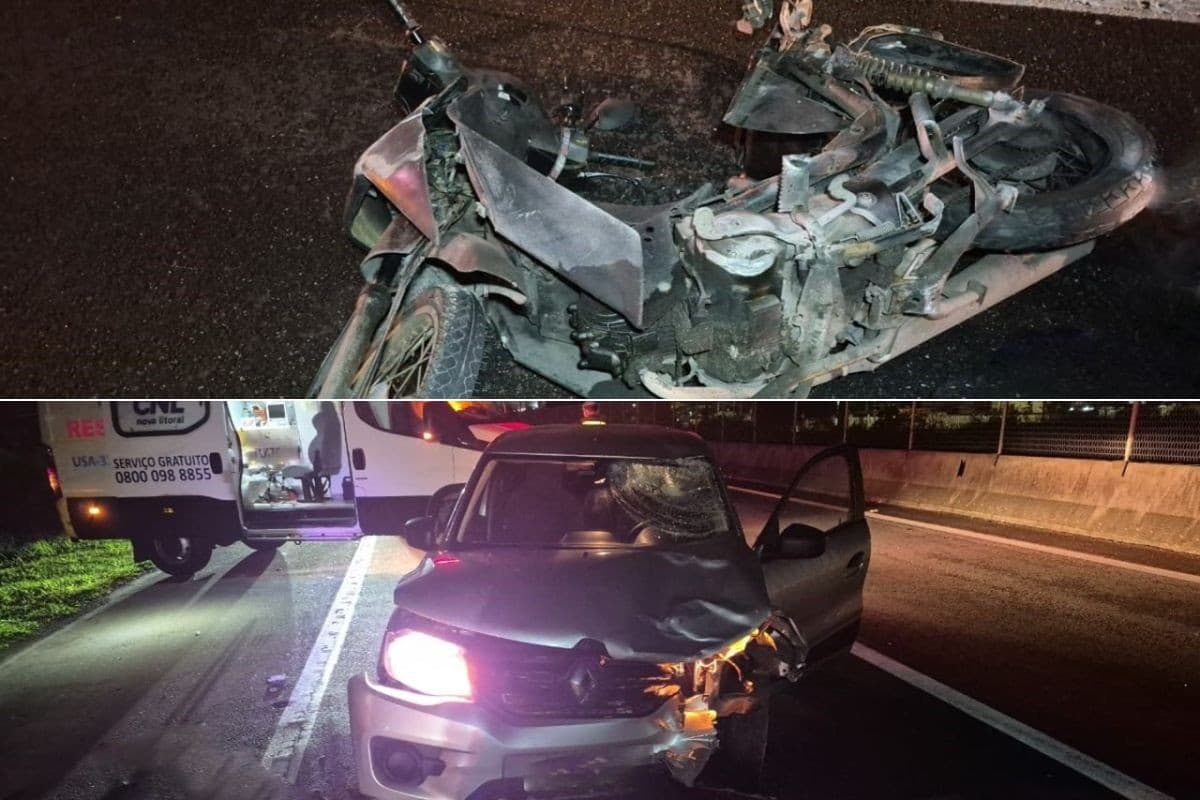 Carro bate em moto com farol apagado e piloto morre na rodovia Padre Manoel da Nóbrega