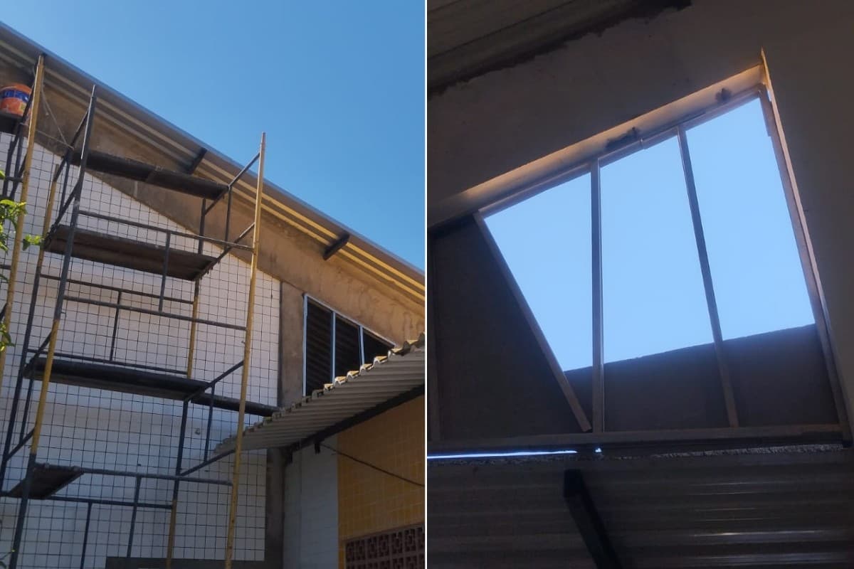 Professora e aluna ficam feridas após placa de concreto desabar dentro de escola no litoral de SP