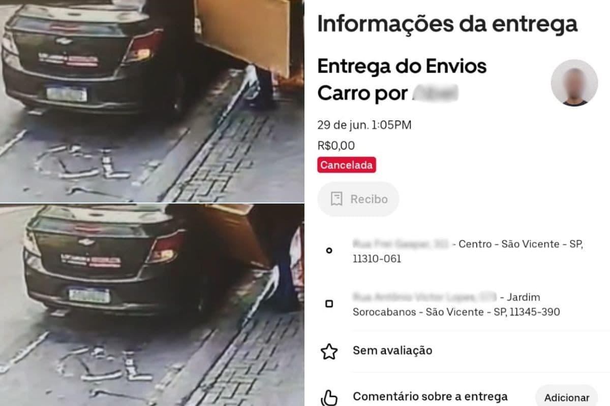 Motorista de app é denunciado após cancelar corrida e furtar TV de 50 polegadas no litoral de SP; VÍDEO