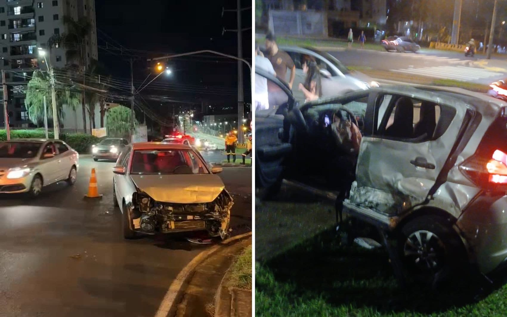 Cinco pessoas ficam feridas após carro de aplicativo capotar em cruzamento de Ribeirão Preto, SP