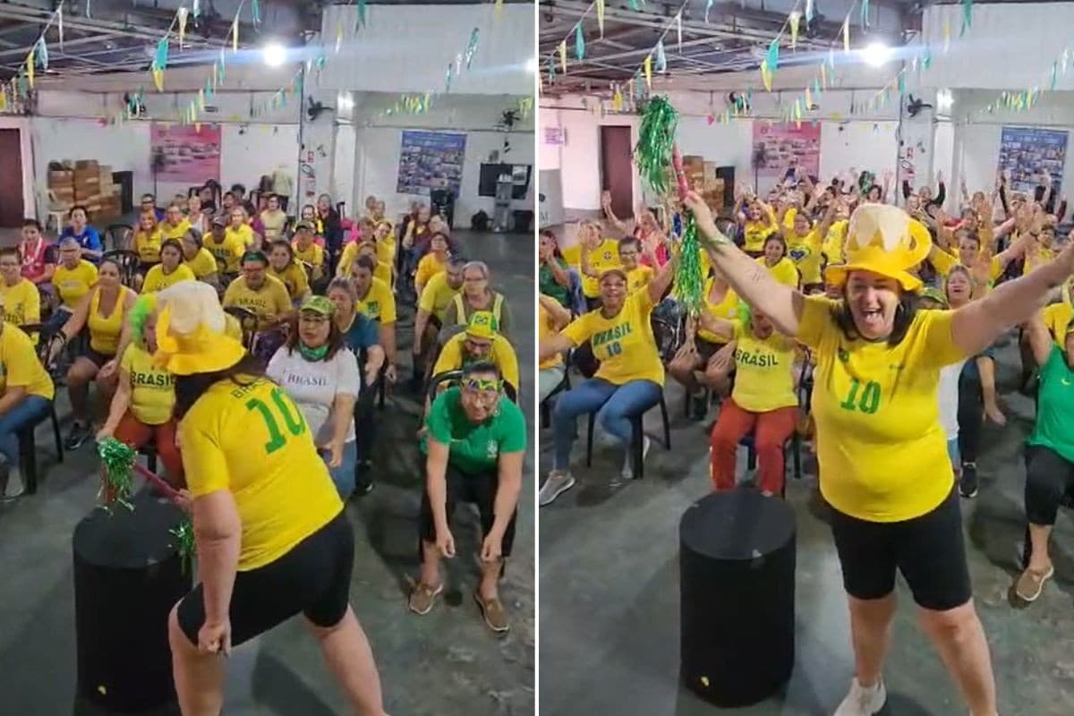 Idosas misturam remada viking e dança do créu no 'esquenta' para Brasil e Noruega