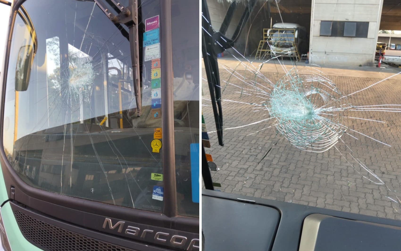 Ônibus é atingido por pedras ao passar em avenida em Ribeirão Preto, SP