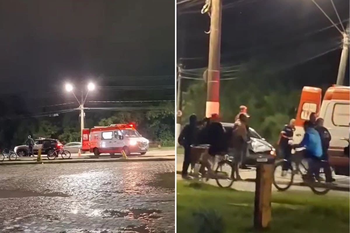 Carro atinge ambulância do Samu durante atendimento a ciclista no litoral de SP